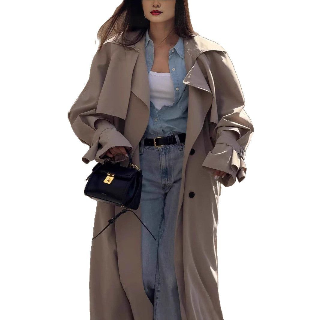 Damen Oversized Trenchcoat mit detailreichen Drapierungen und modischem Schnitt EB