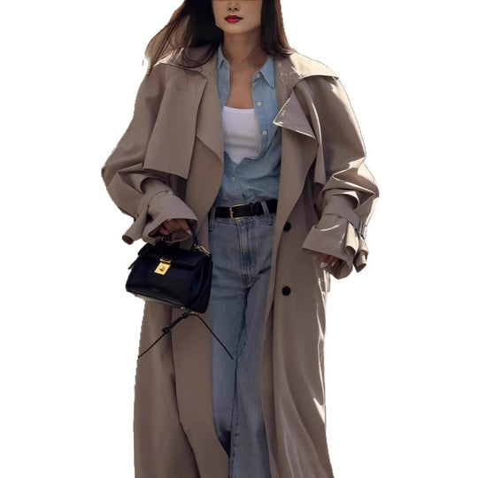 Damen Oversized Trenchcoat mit detailreichen Drapierungen und modischem Schnitt EB