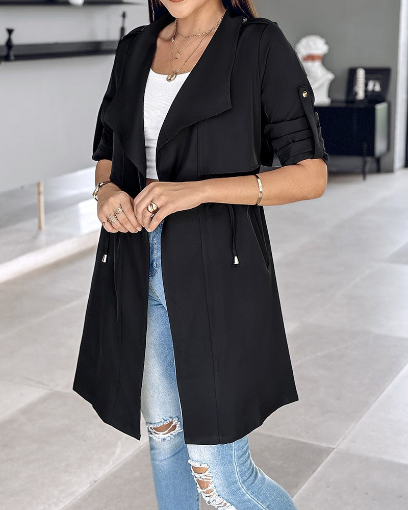 Damen Modische Trenchjacke mit lässigem Schnitt und praktischen Taschen EB