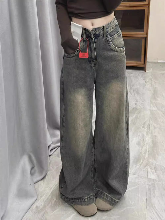 Damen weite High-Waist Jeans mit angenehmem Tragekomfort und modischem Vintage-Look EB