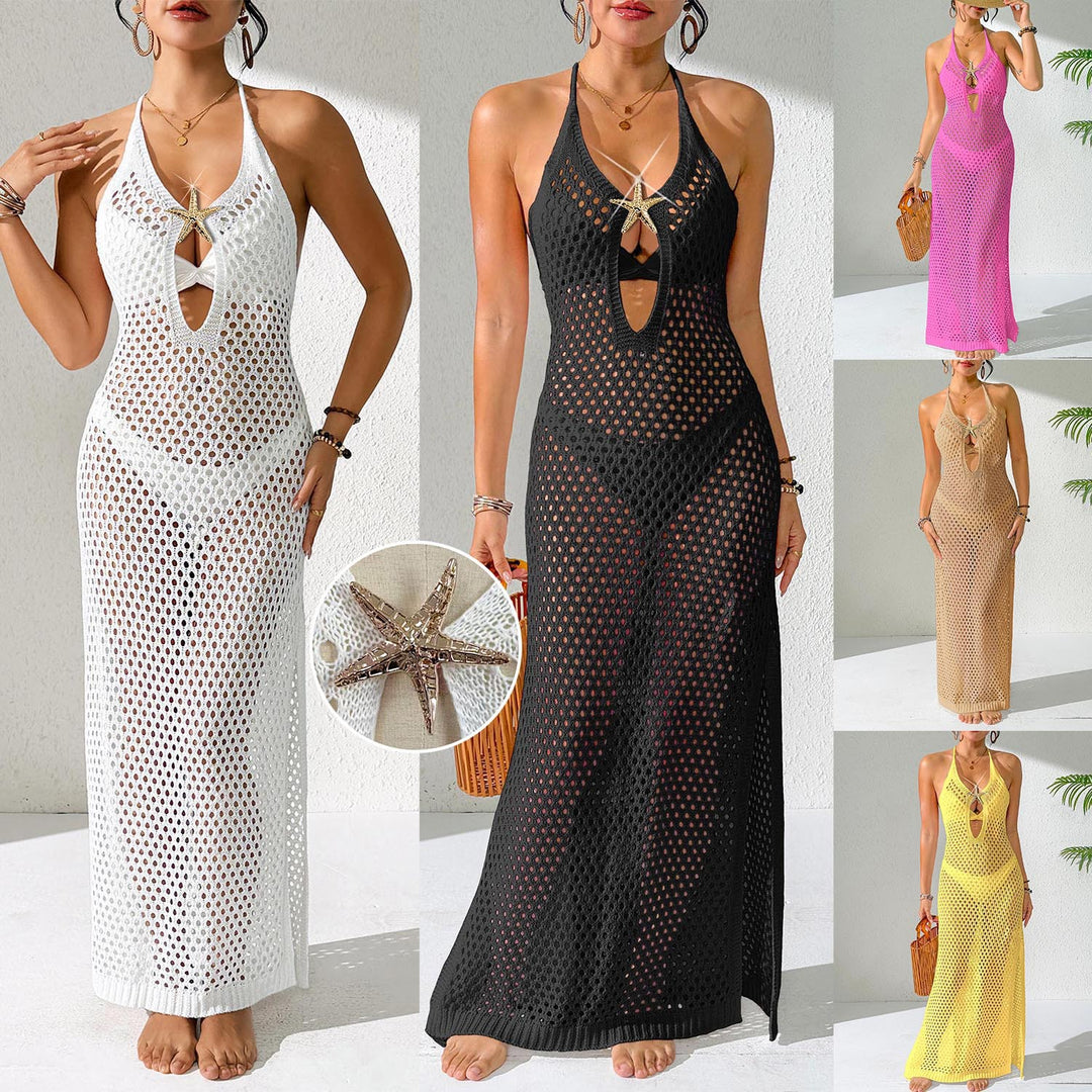 Damen transparenter Häkelstrandkleid EB