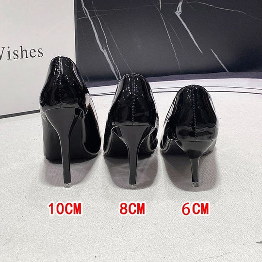 Damen Spitzen High Heels mit glänzender Oberfläche EB