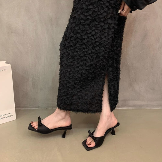 Damen elegante Sling-Pantoletten mit modischem Schleifenakzent EB