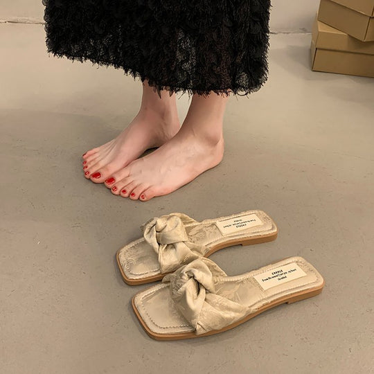 Damen modische Sandalen mit dekorativem Schleifenakzent und rutschfester Sohle EB