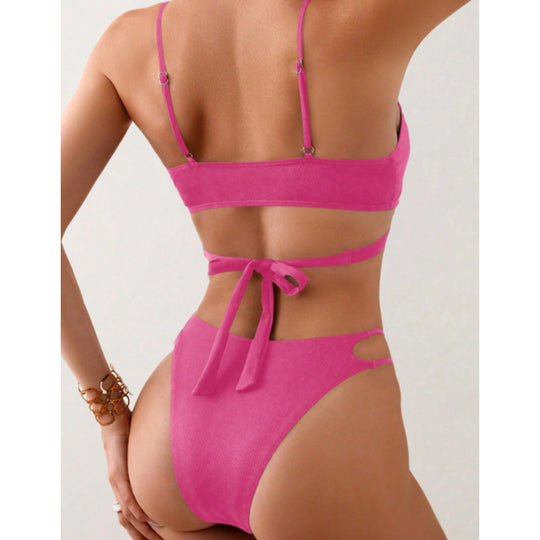 Damen Triangel-Bikini-Set mit gekreuztem Oberteil und seitlichen Cut-Outs EB