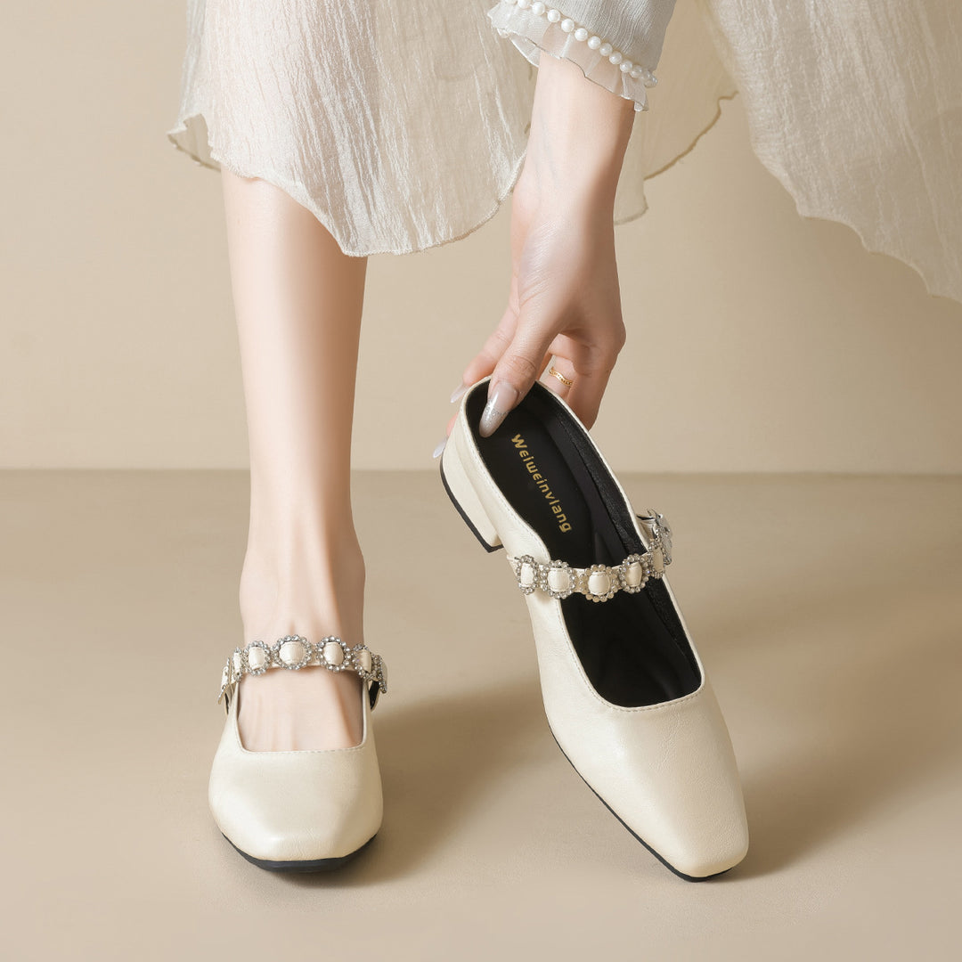 Damen elegante Slingback-Mules mit modischem Riemen und luxuriöser Schnallenakzent EB