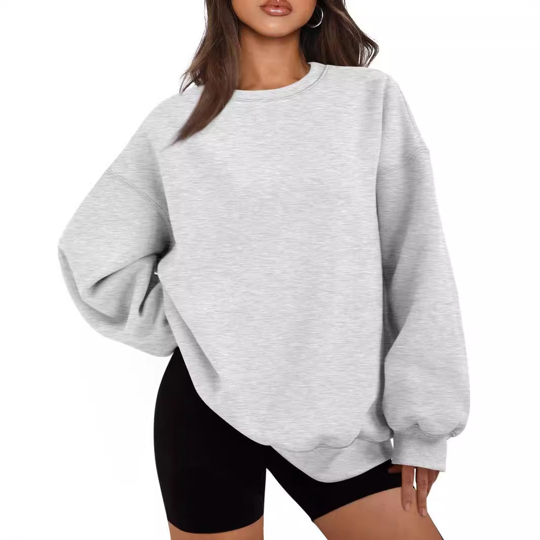 Damen nan Boxy-Crewneck-Sweat mit extraweiter Passform, Raglanärmeln und weichem Fleece-Innenfutter EB