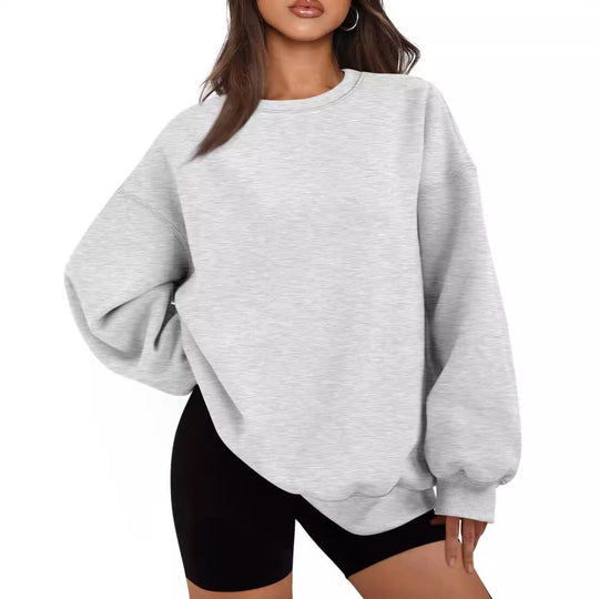 Damen nan Boxy-Crewneck-Sweat mit extraweiter Passform, Raglanärmeln und weichem Fleece-Innenfutter EB