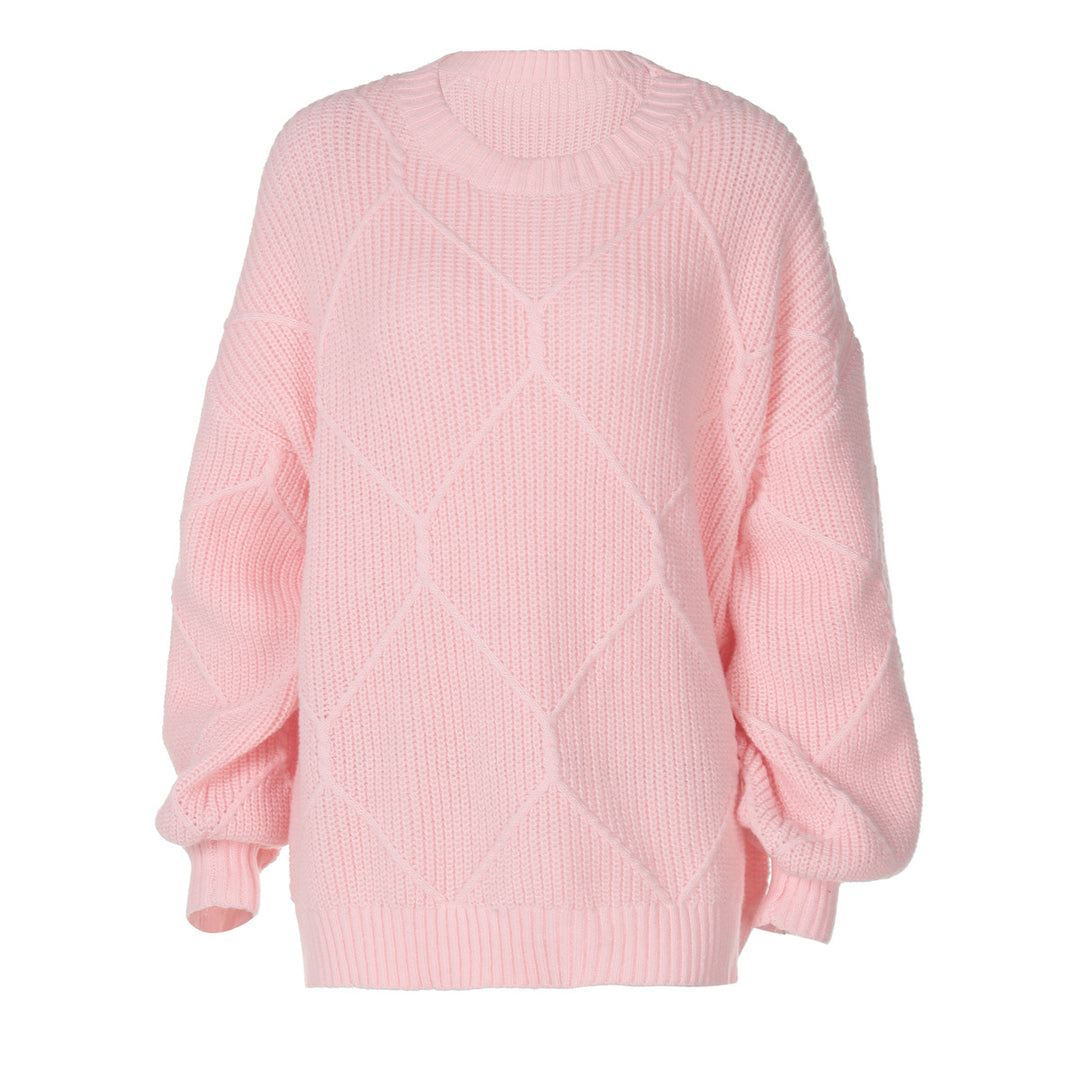Damen Grobstrickpullover mit asymmetrischem Schnitt und weitem Bund EB