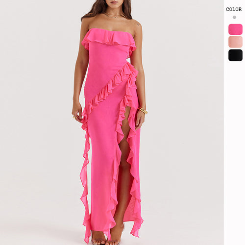 Damen Abendkleid im eleganten Rüschenstil EB