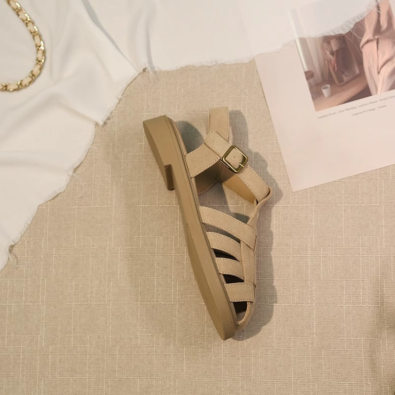 Damen Komfortable und modische Riemchensandalen mit geflochtenem Design EB