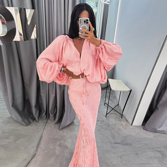 Damen Elegantes und luftiges Ensemble mit voluminösen Ärmeln EB