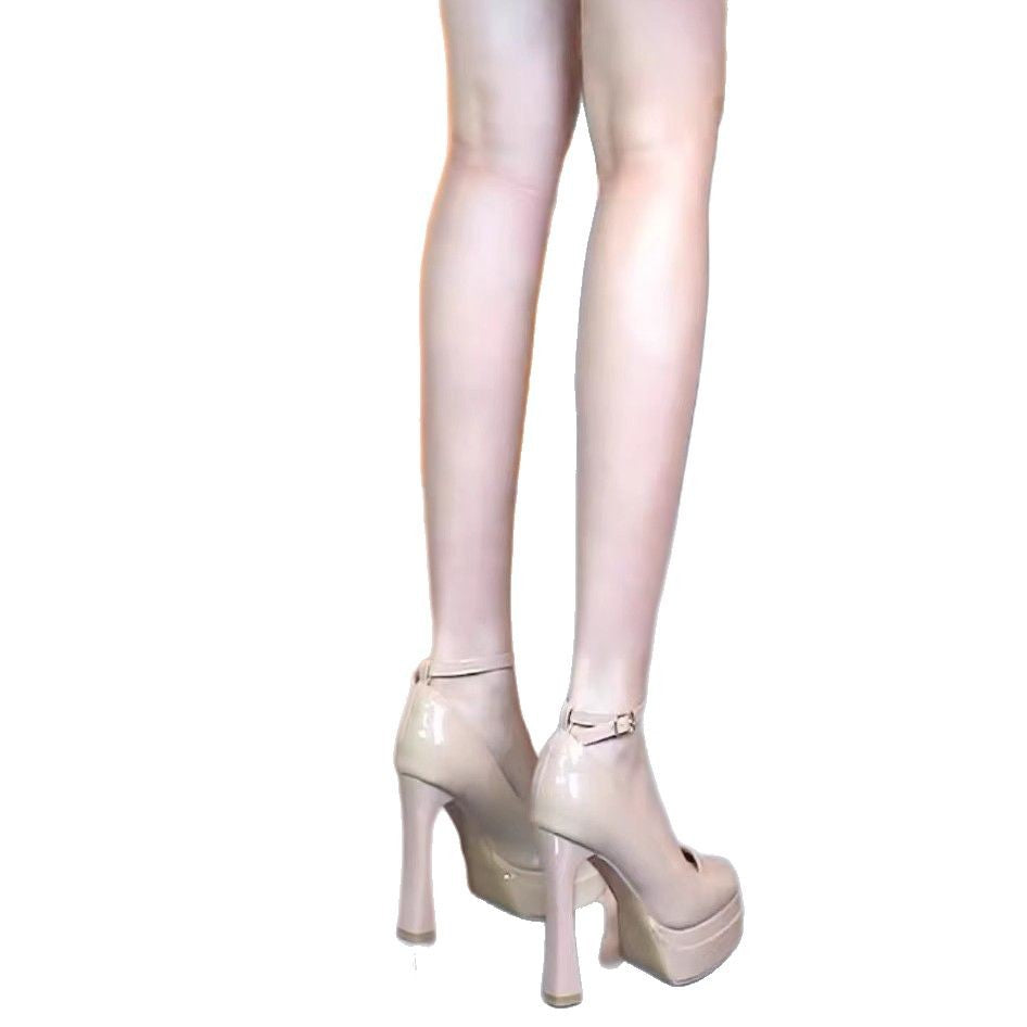 Damen elegante Plateau-Pumps mit schickem Riemchen EB