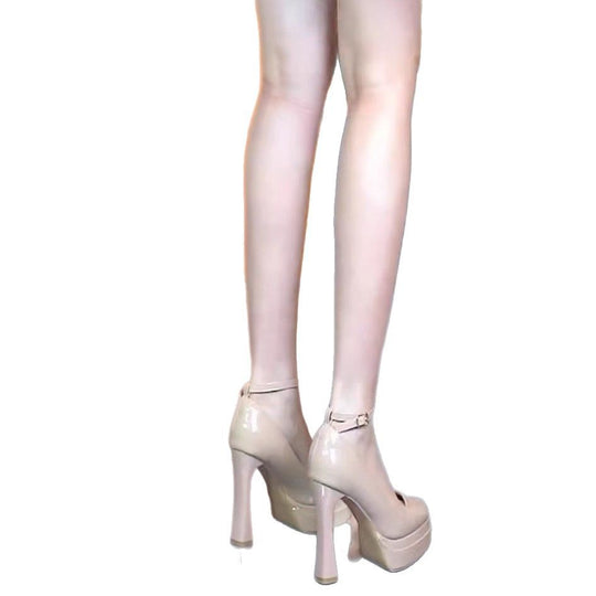 Damen elegante Plateau-Pumps mit schickem Riemchen EB