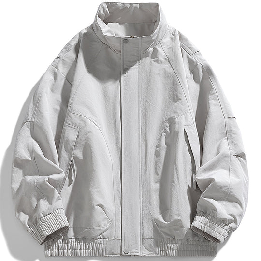 Herren moderner Utility-Blouson mit Stehkragen, verdeckter Druckknopfleiste und elastischem Saum EB
