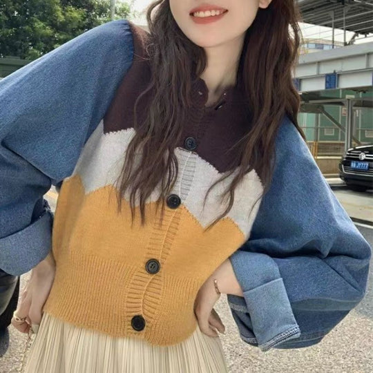 Damen Trendige Strickjacke mit modernen Farbakzenten EB