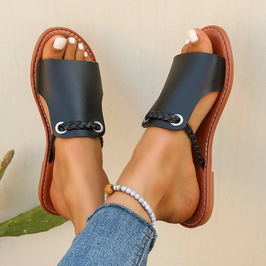 Damen Freizeitsandalen mit geflochtenem Riemen-Design und robustem Fußbett EB