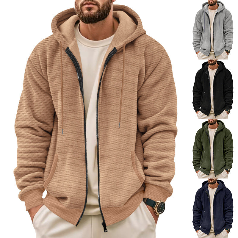 Herren Sweatjacke mit strukturierter Oberfläche und praktischen Taschen EB