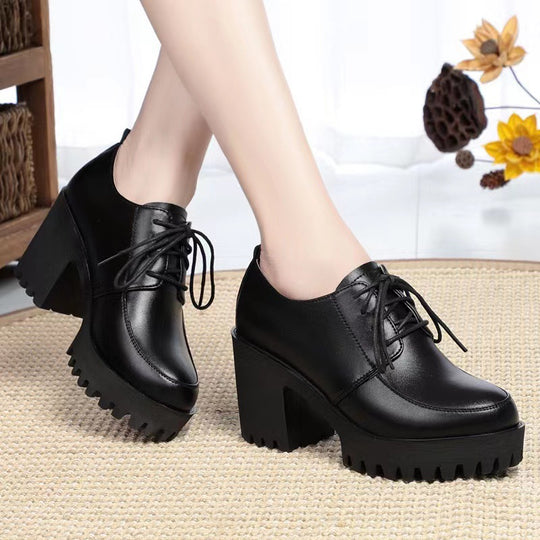 Damen Trendige Schnürstiefeletten mit robustem Blockabsatz EB