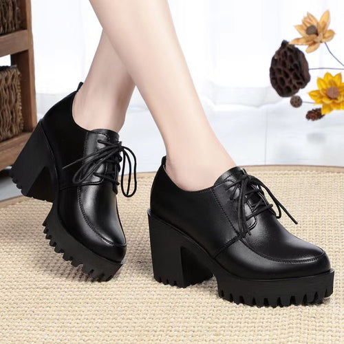 Damen Trendige Schnürstiefeletten mit robustem Blockabsatz EB