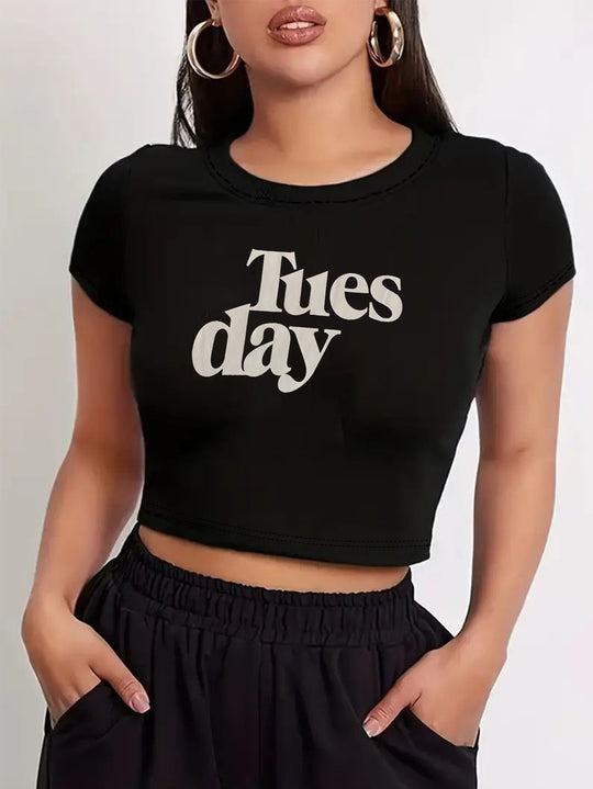 Damen Crop-T-Shirt mit inspirierendem Statementdruck EB