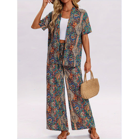 Damen Kurzarm-Overall mit Rüschendetails und Bindegürtel EB