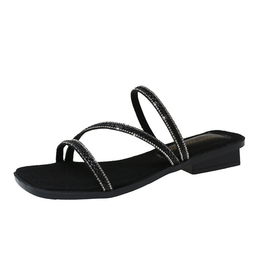 Damen Elegante Riemchensandalen mit funkelnden Strass-Akzenten EB