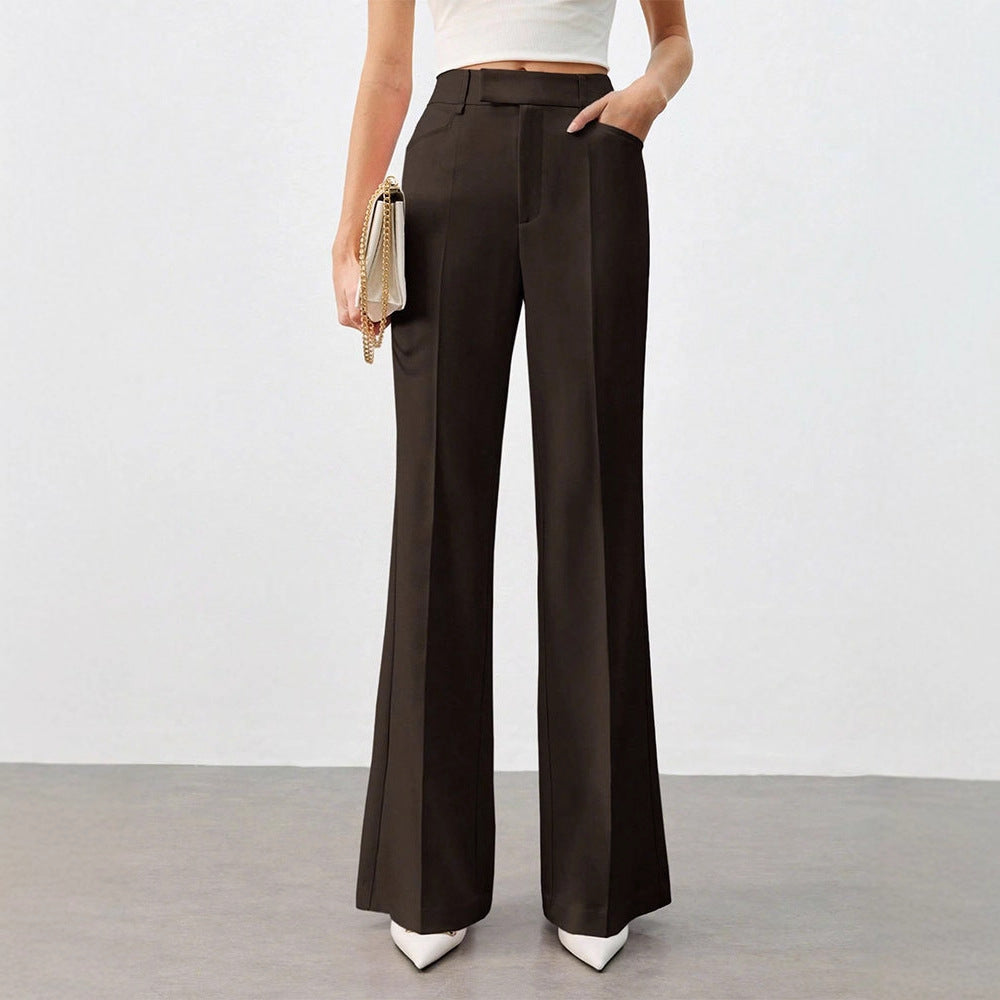 Damen Klassische Stoffhose mit hohem Bund und geradem Bein EB