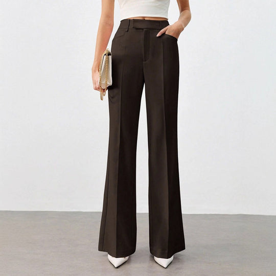 Damen Klassische Stoffhose mit hohem Bund und geradem Bein EB