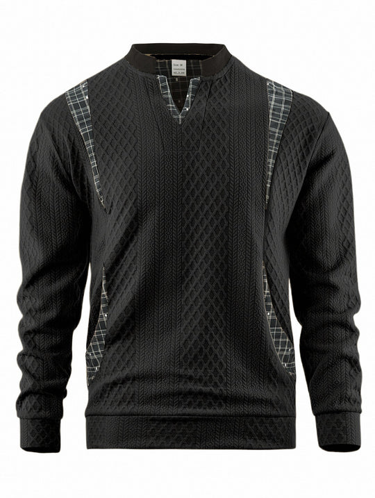 Herren Strickpullover mit modischen Karoelementen EB