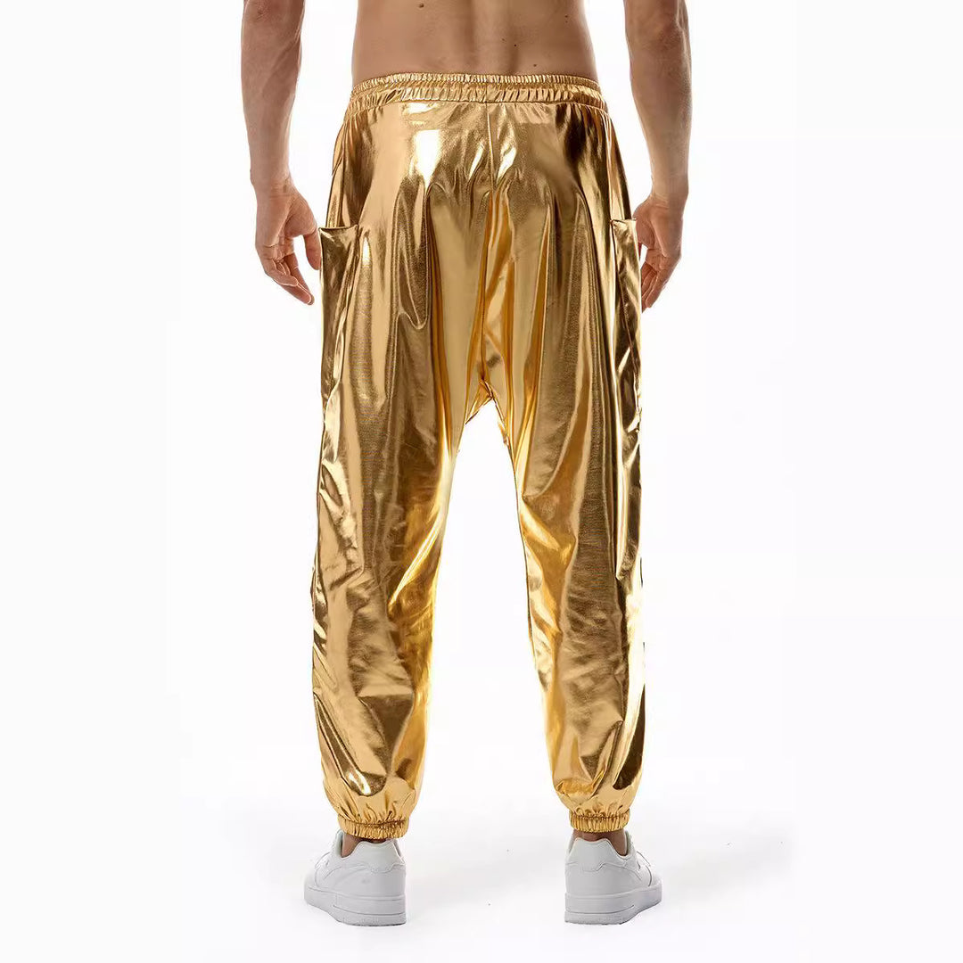 Herren glänzende Freizeithose mit praktischen Seitentaschen und elastischem Bund EB