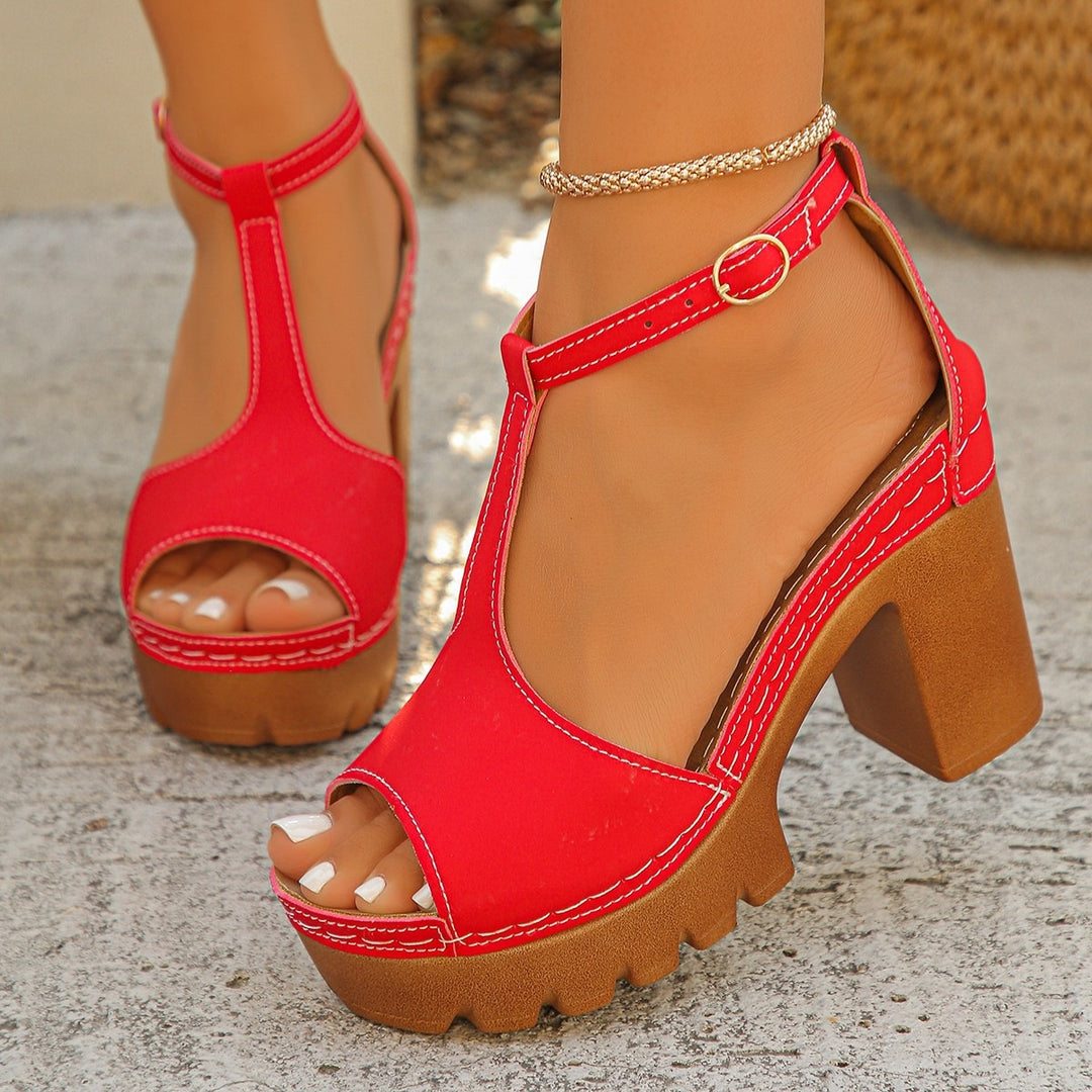 Damen Trendige und komfortable Plateau-Sandalen mit offener Zehenpartie EB