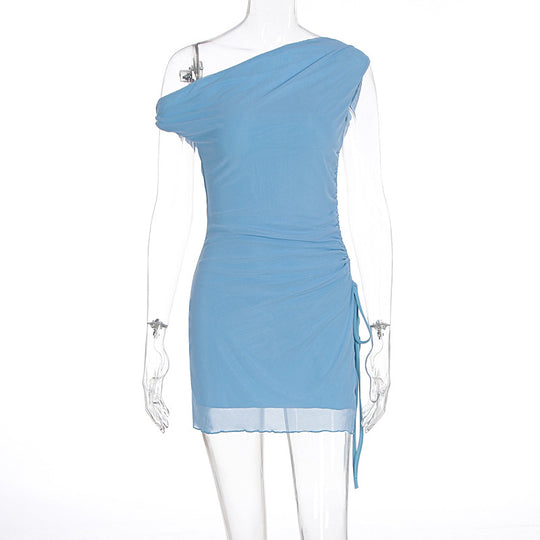 Damen Raffiniertes One-Shoulder Minikleid mit seitlicher Raffung EB