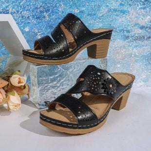 Damen Bequeme Sommer-Pantoletten mit eleganter Perforation EB