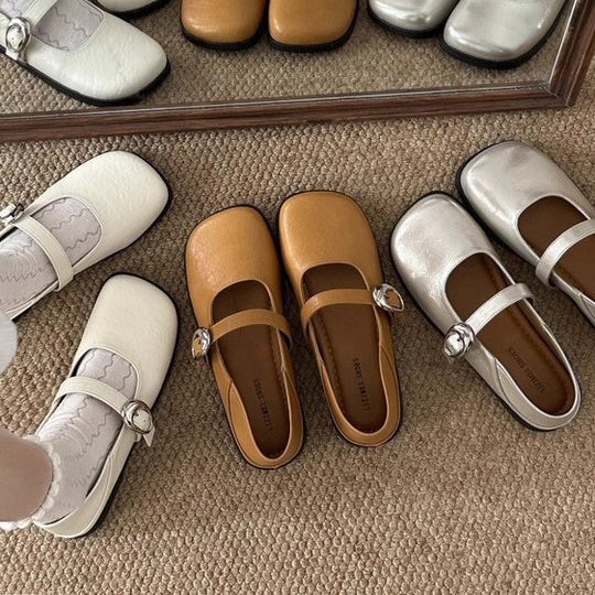 Damen Ballerinas mit modischer Schnallen-Applikation und bequemem Fußbett EB