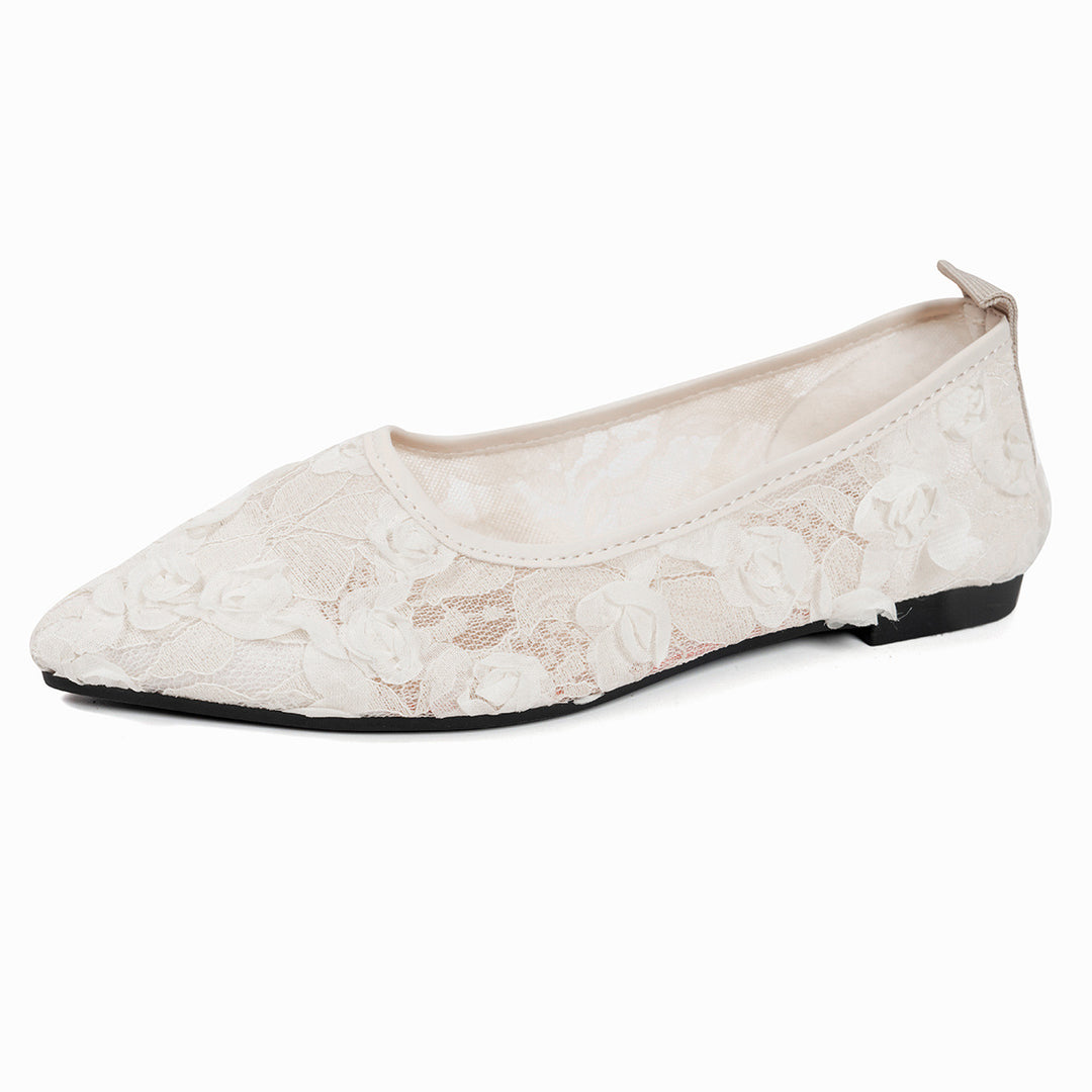Damen elegante spitze Ballerinas mit floralen Akzenten EB