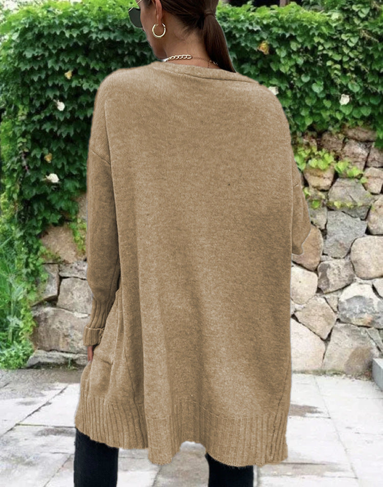 Damen Strickcardigan mit legerem Schnitt und tiefen Taschen EB
