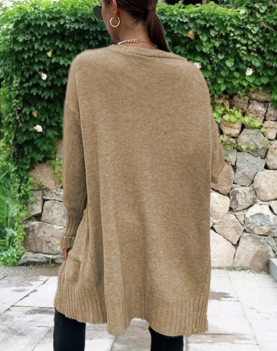 Damen Strickcardigan mit legerem Schnitt und tiefen Taschen EB