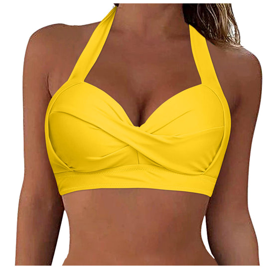 Damen Sportliches Bikinioberteil mit tiefem Ausschnitt und Halter-Design EB