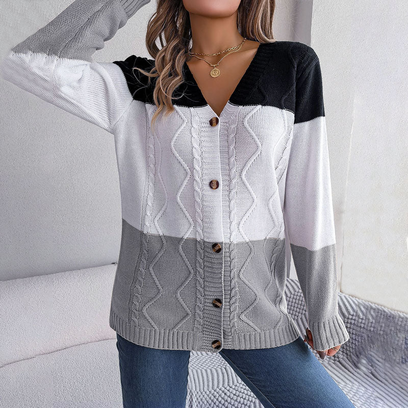 EB | Farbblock Strickjacke mit Modischem Stil