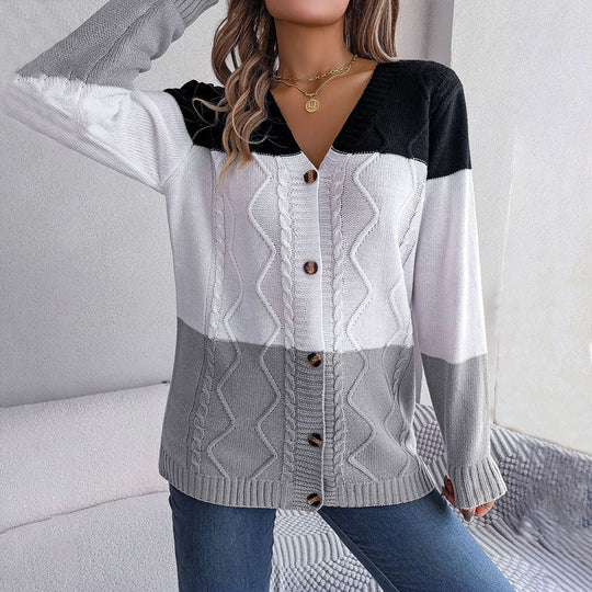 EB | Farbblock Strickjacke mit Modischem Stil