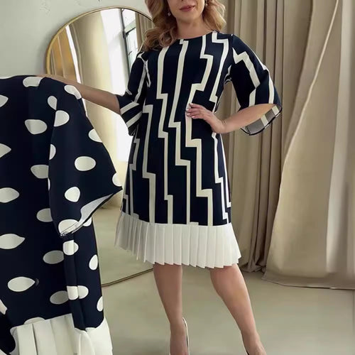 Damen Modisches Freizeitkleid mit Plisseefalten Heidi-Mode