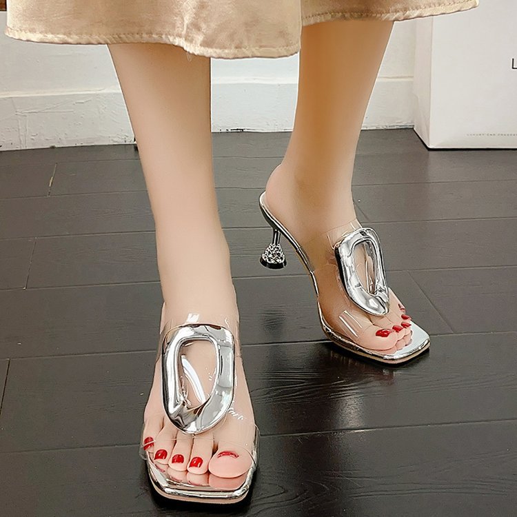 Damen Elegante Mules mit transparentem Riemendesign EB
