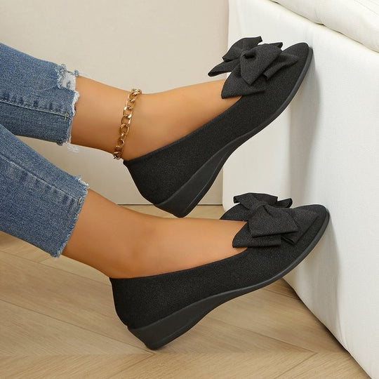 Damen elegante Ballerinas mit modischer Schleifen-Applikation EB