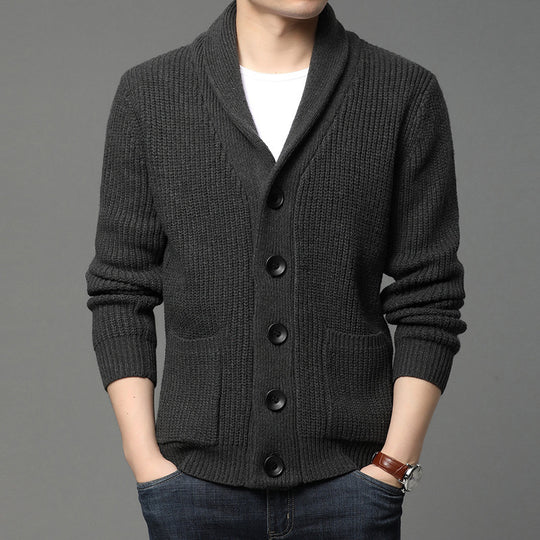 Herren Strickjacke mit Schalkragen und praktischen Taschen EB