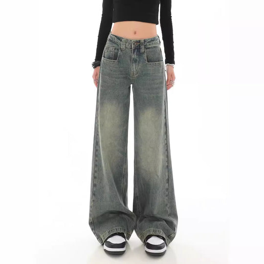 Damen Weite Denim-Hose mit modischem Ombre-Effekt und lässigem Schnitt EB