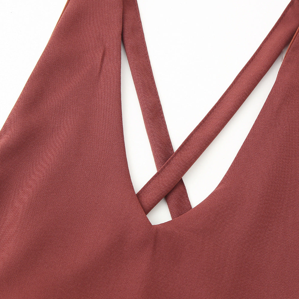 Damen Maxikleid mit elegantem V-Ausschnitt und Plissee-Unterteil EB