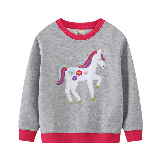 Mädchen Sweatshirt mit buntem Einhorn-Motiv EB