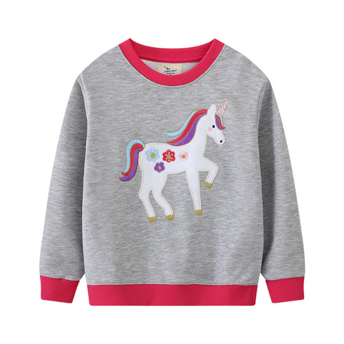 Mädchen Sweatshirt mit buntem Einhorn-Motiv EB