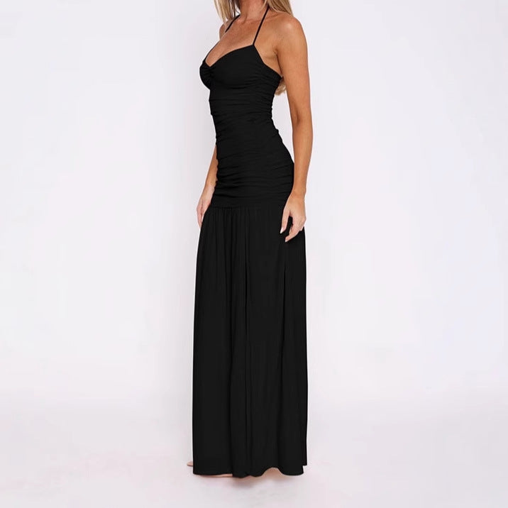 Damen Elegantes Maxikleid mit raffinierten Rüschendetails und hohem Schlitz EB